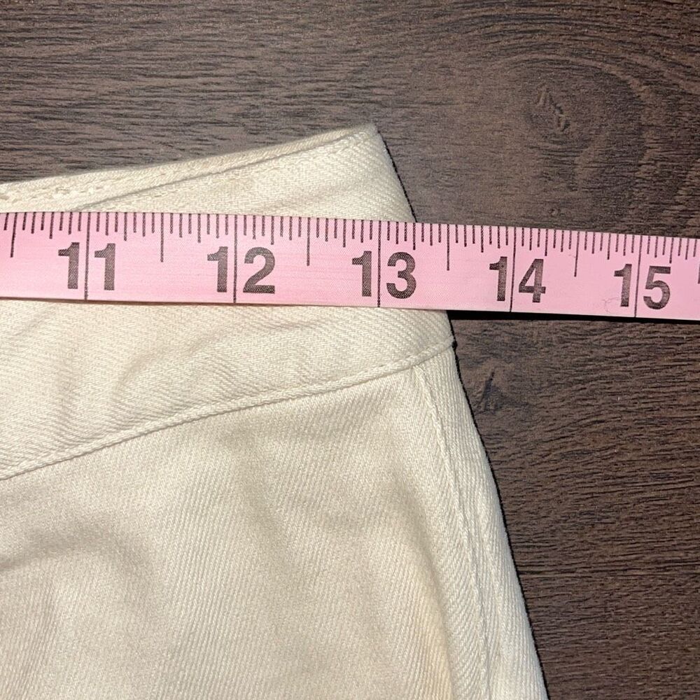 Isalis High Rise Cotton Twill Khaki Pants Block Stitching Pockets Ivory Size Sma — image 7 of 8